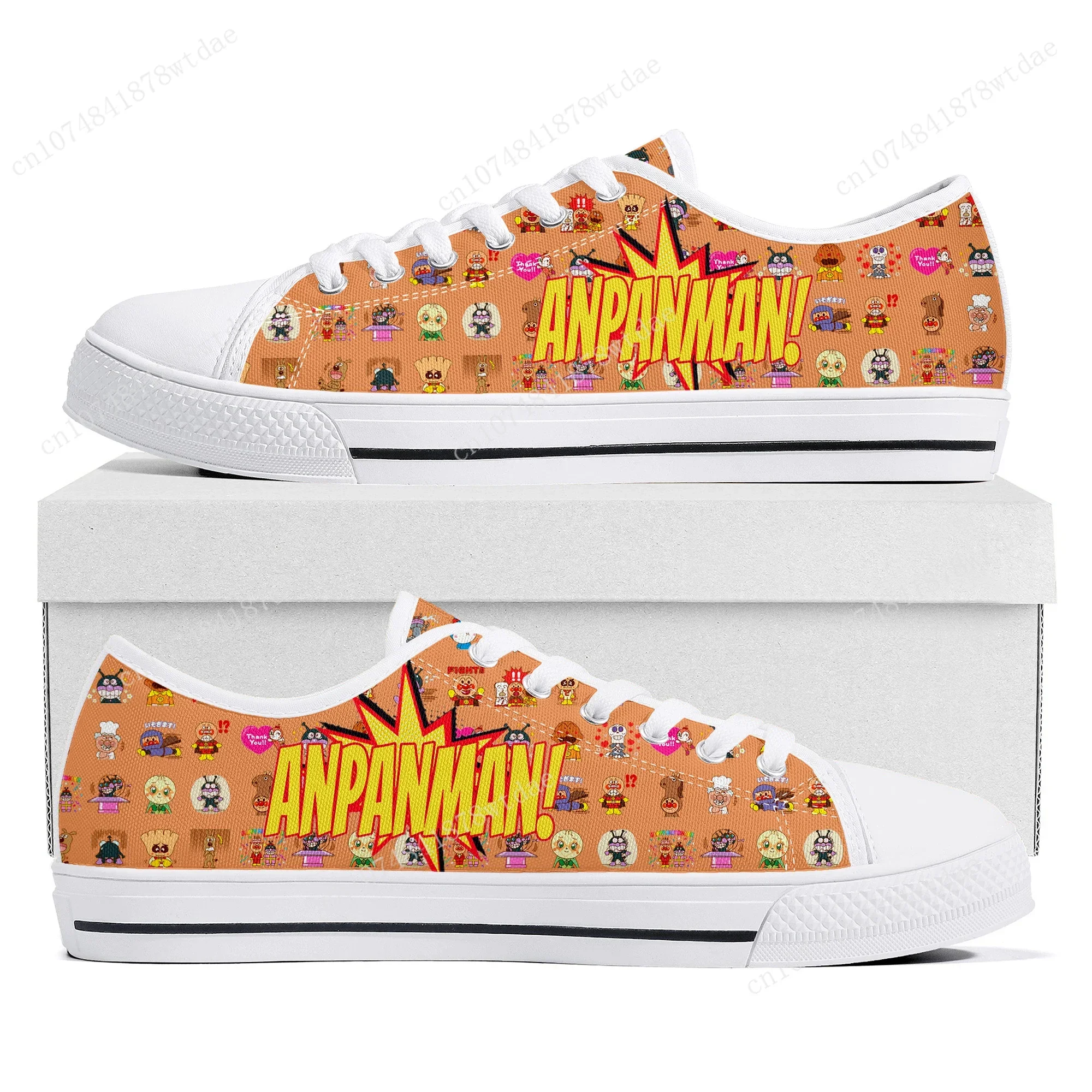 Anpanman Low Top Sneakers Womens Mens Teenager High Quality Canvas Sneaker Couple Cute Japanese Cartoon Manga Custom Made Shoes