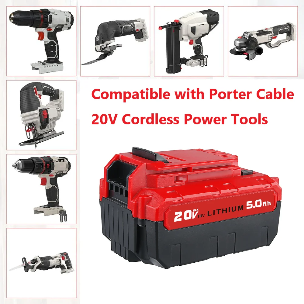 VANON 1/2/4Pcs PCC685L 5.0Ah Replace for Porter Cable 20V Lithium-ion Battery Pin PCC680L PCC685LP PCC682L PCC681L PCC680LP