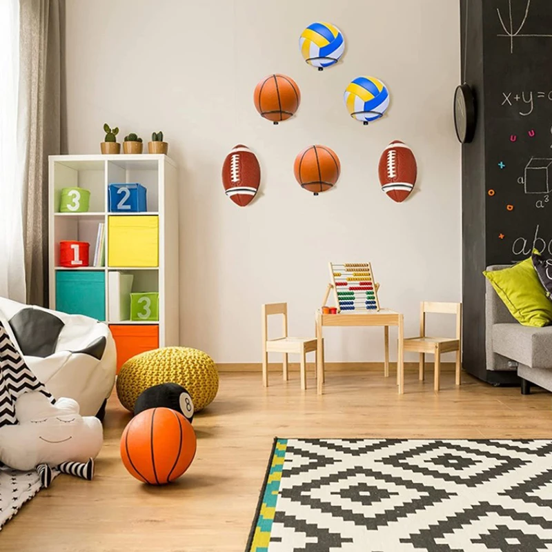 Rangement mural en fer T1 pour ballon, basket-ball, football, volley-ball, domestique, gain de place, salon