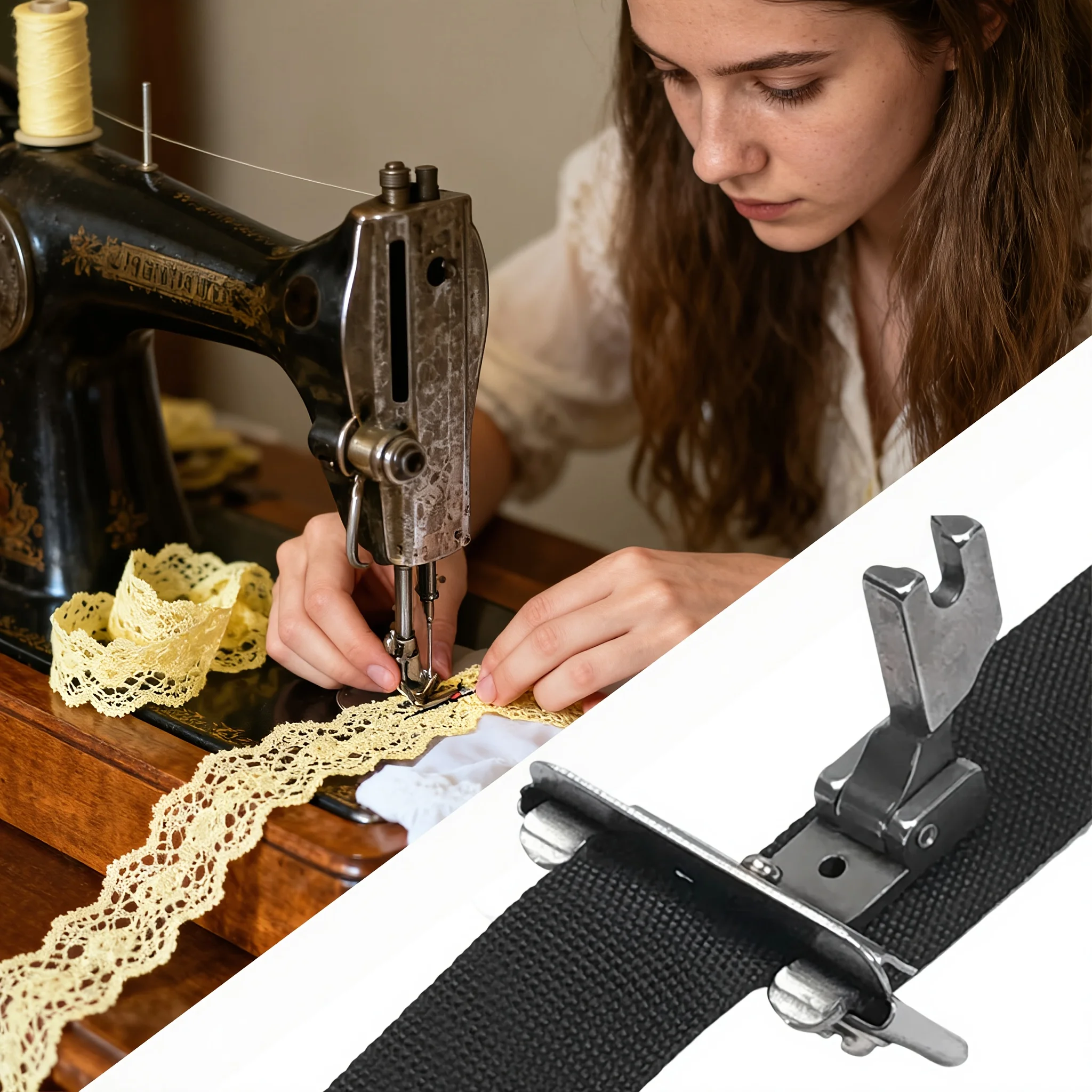 S10A adjustable tape guide foot, industrial sewing machine adjustable width rope foot kit - durable steel structure