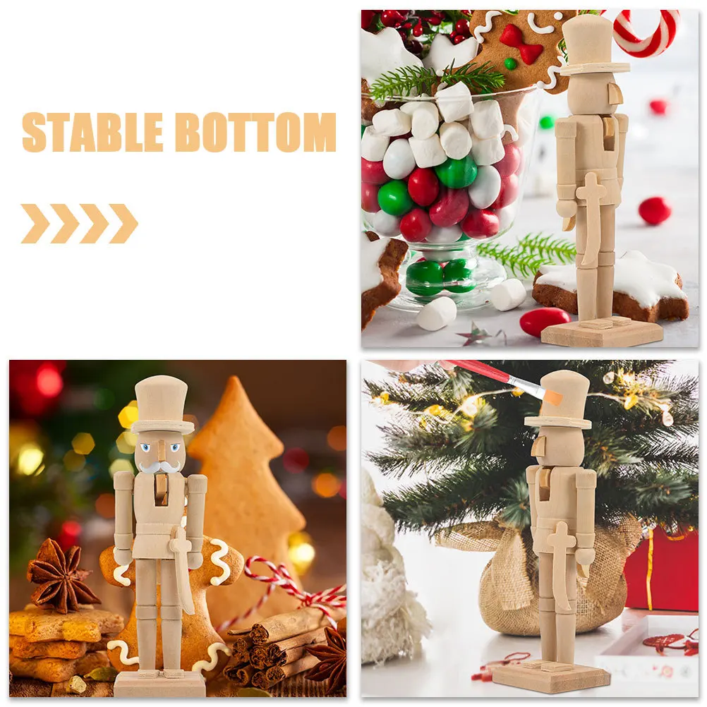 ตุ๊กตานัทแครกเกอร์ไม้เปล่า 2 ชิ้น สำหรับงานฝีมือ DIY ของตกแต่งห้องนั่งเล่น ห้องนอน ของประดับตกแต่งคริสต์มาส ตุ๊กตานัทแครกเกอร์สำหรับระบายสี