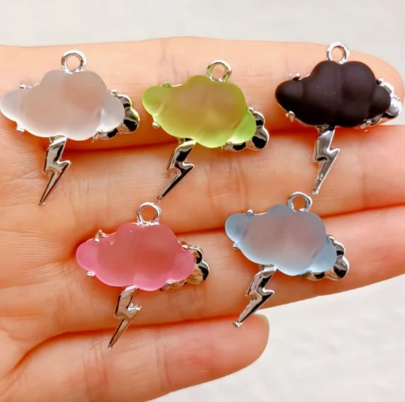 Lot  10 PCS  Lightning Cloud Charm Earrings  DIY Key chain Necklace Pendant Bracelet Jewelry Handmade Findings Gift