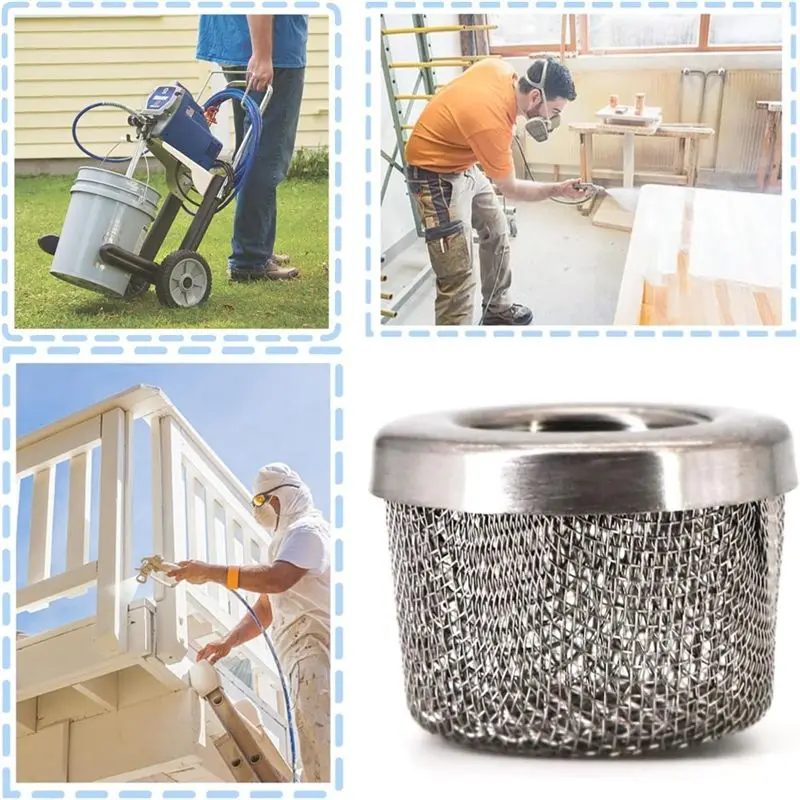 6Pcs Stainless Steel Pump Inlet Strainer Screen Filter For Airless Paint Sprayer Suction Hose,Replaces 181072 Filter