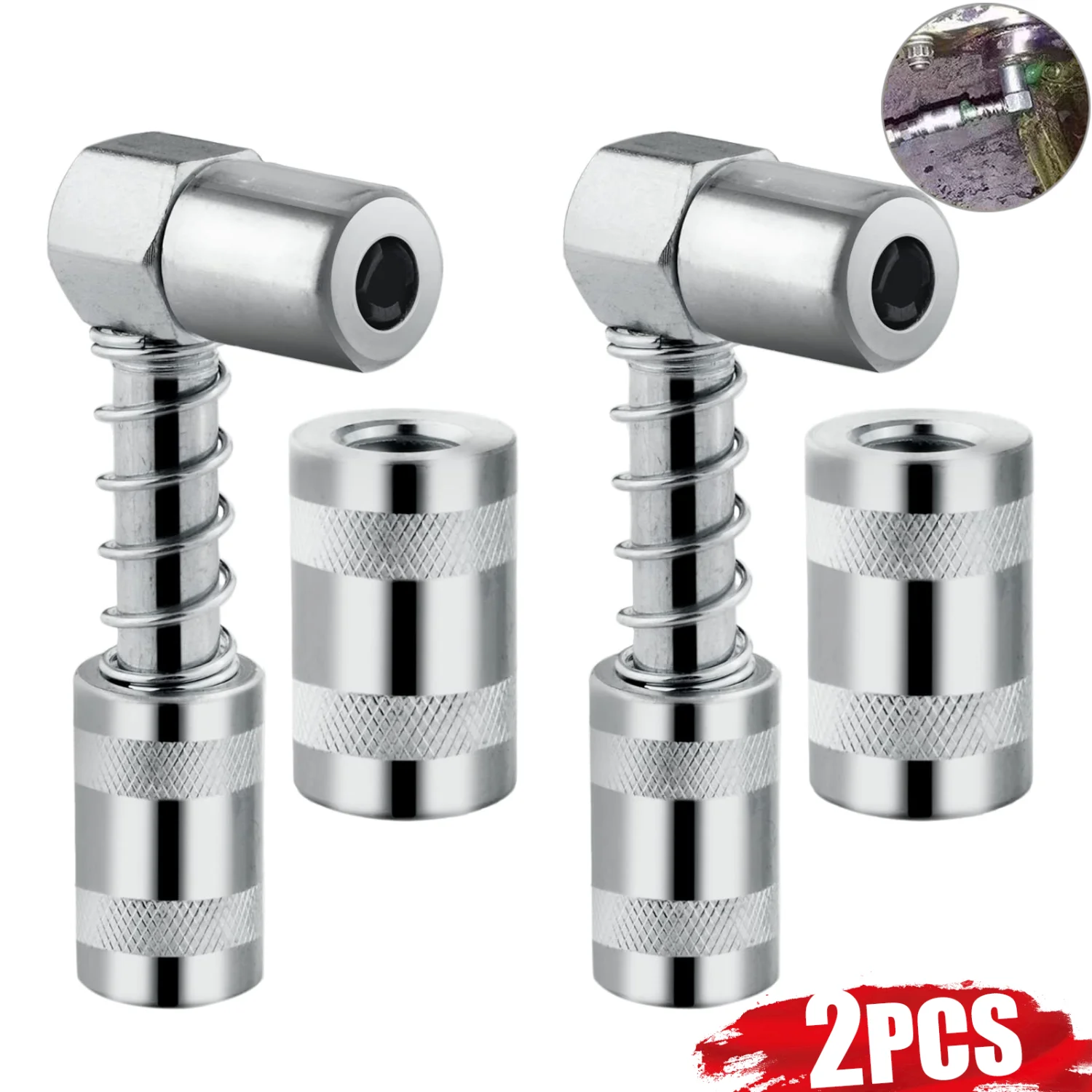 90 Degree Grease Coupler Gun Adapter Fittings Tool Grease Gun Tips 3 Jaw Angle Swivel Snap Right Fitting Tool for Truck Auto