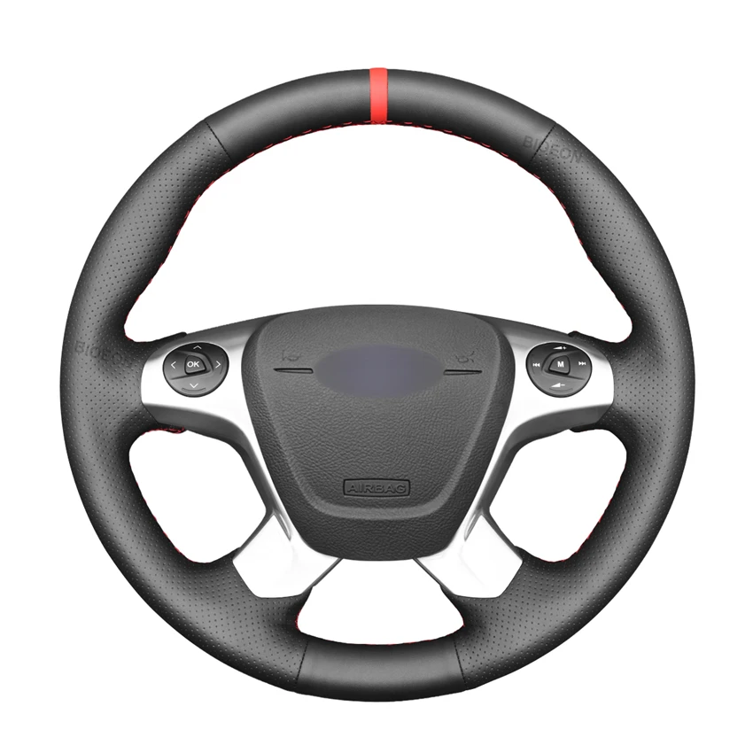 Black PU Artificial Leather Steering Wheel Cover for Ford Transit Connect Grand Tourneo Custom 2013 2014 2015 2016-2000