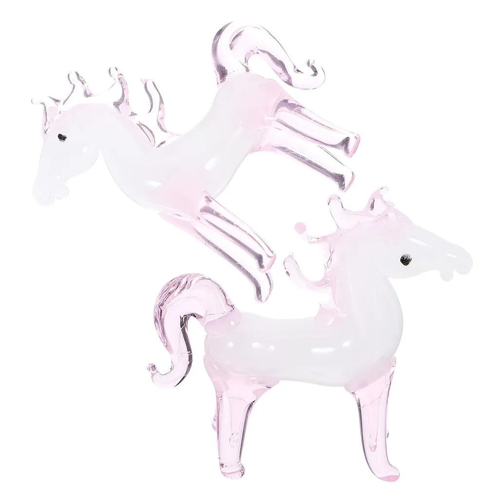 2Pcs Purple Mini Crystal Pegasus Horse Statues Unique Zodiac Animal Display Elegant Tabletop Animal Decorations