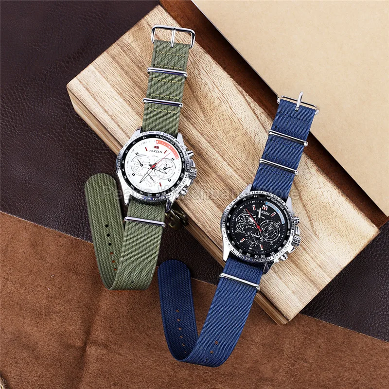 For Rolex Longines Breitling Citizen Tissot 18 20 22mm Blue Gray Pit-Embossed Nylon Watchband Dedicated Clasp Abrasion-Resistant