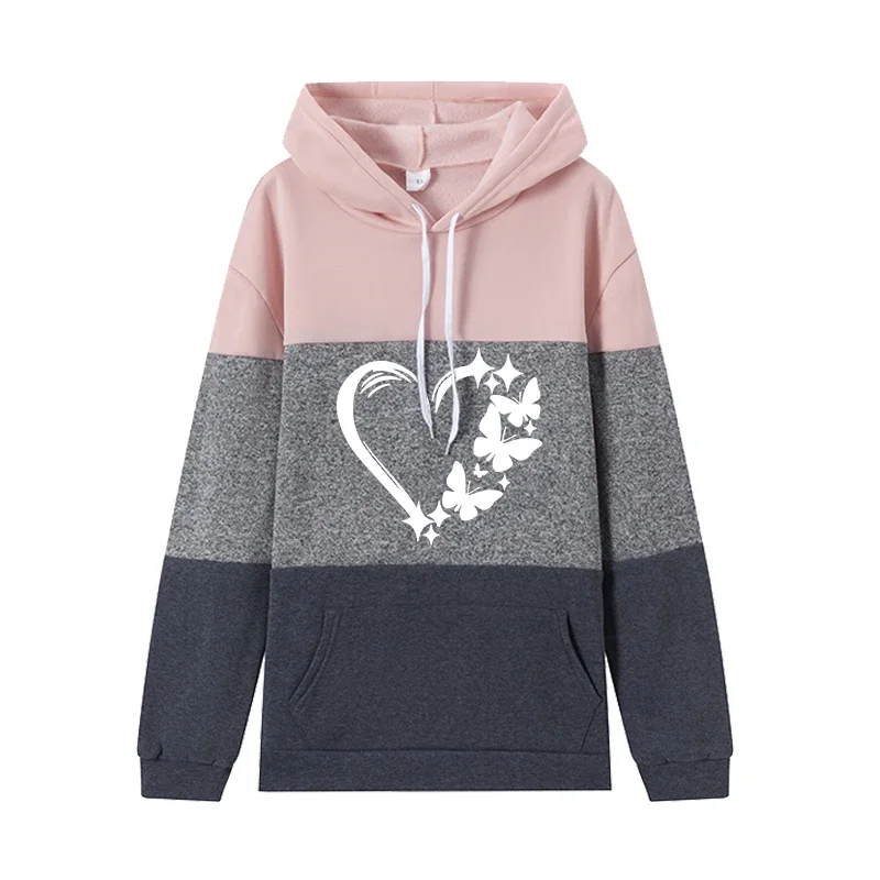 품질 가을 겨울 뜨거운 판매 데일리 캐주얼 후드 조깅 여성용 스웨터 Drawstring 패션 야외 스포츠 Tricolor Top
