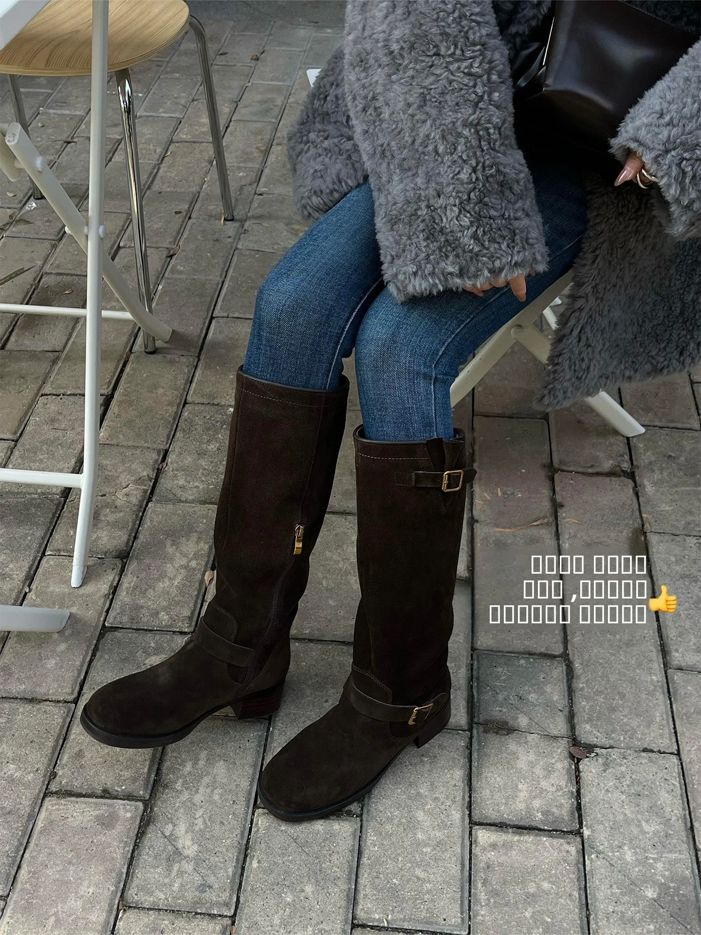 Jeans in denim blu da donna, modello retrò, foderati in pile, slim fit, lunghezza al polpaccio, nuovi per l'inverno, con chiusura a bottoni in vita