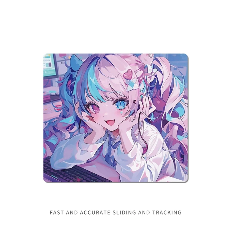 Adorável anime menina fotovoltaico gaming mouse pad de vidro xs superfície dura temperada para fps esports, tapete de mouse de mesa ultra-suave