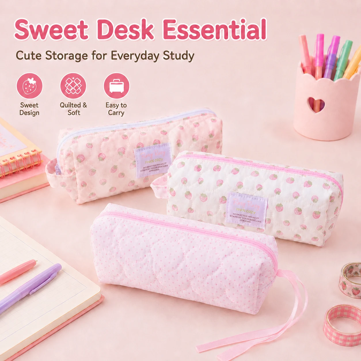 Schattig etui met aardbeienpri - Travel Accessories For 6 Year Old recensie en prijs