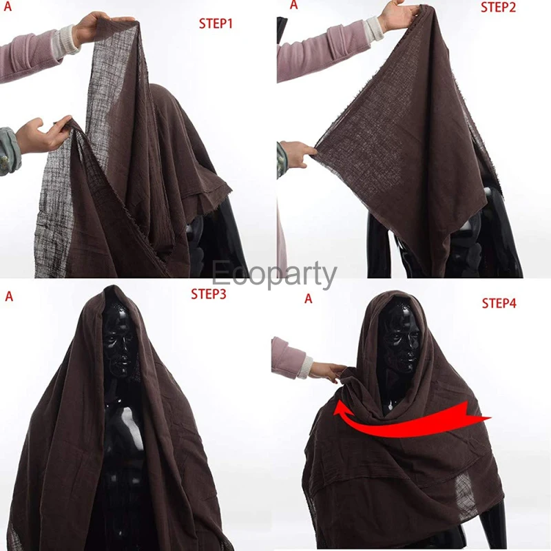 Men Vintage Pirate Scarf Medieval Cloak Black Soft Comfortable Breathable Hood Cloak Halloween Costume Mittelalter Shoulder Cowl