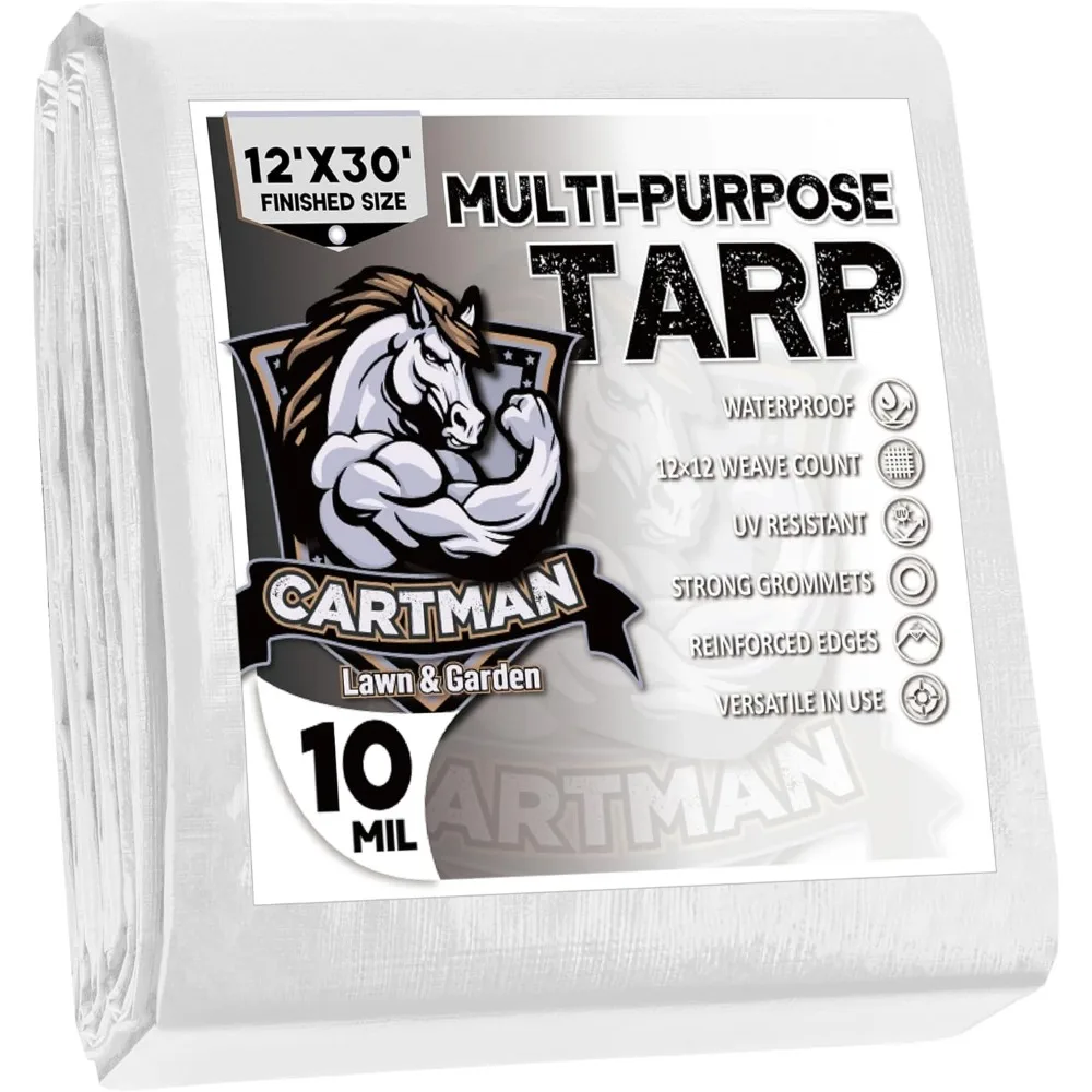 

Сверхмощный водонепроницаемый полированный брезент 12x30 футов с усиленными краями, устойчивый к ультрафиолетовому излучению для защиты на открытом воздухе