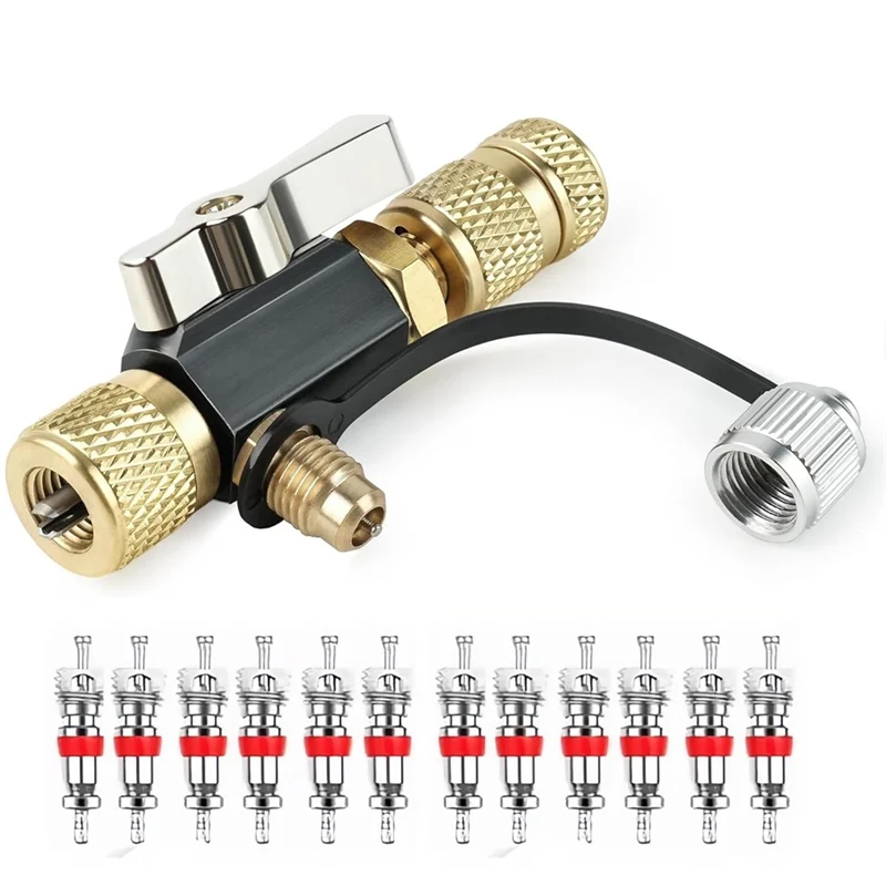 

ABJN-Valve Core Removal Tool 12Pcs Valve Core Wrench Color 1/4+ , Vacuum-Rated Design