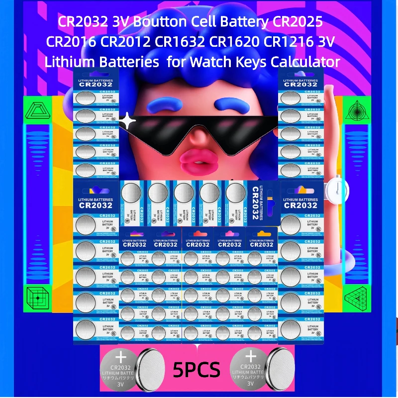 

CR2032 3V Boutton Cell Battery CR2025 CR2016 CR2012 CR1632 CR1620 CR1216 3V Lithium Batteries for Watch Keys Calculator