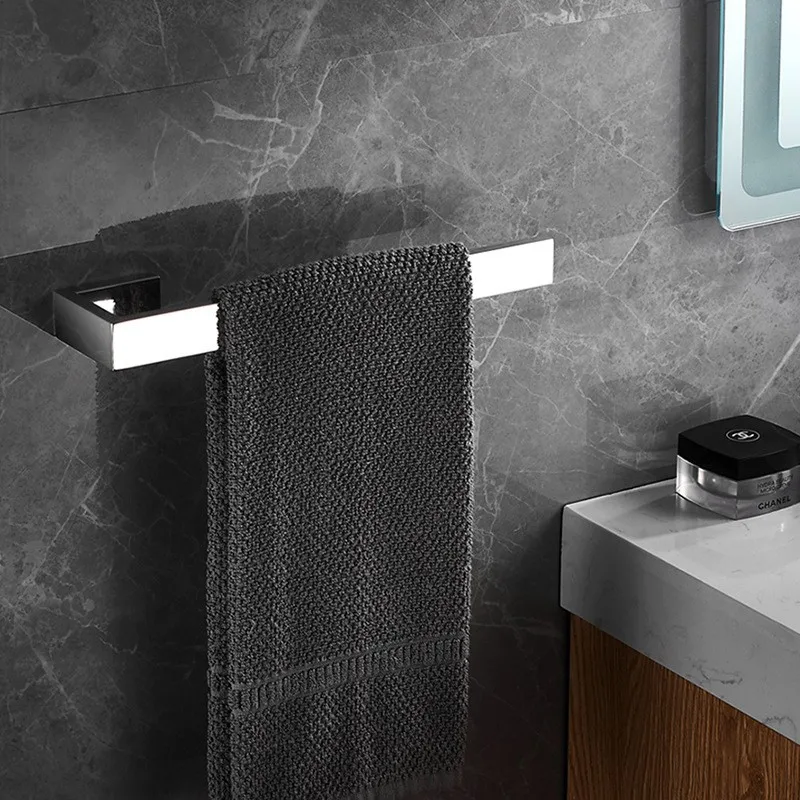 304 Stainless Steel Luxury Bathroom Towel Bar Punch Free Single Rod Towel Ring