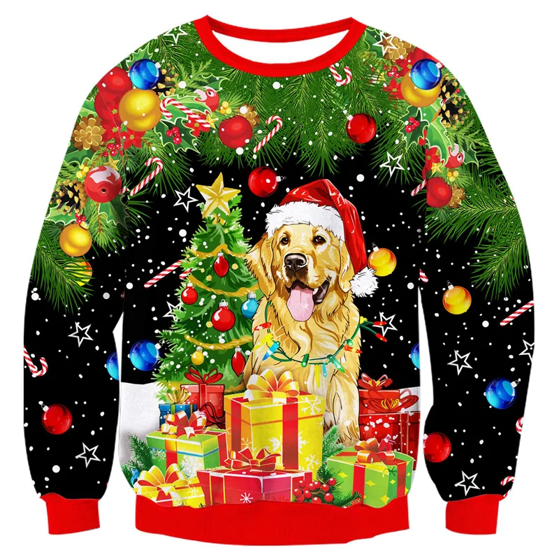 

3D Printed Cat Dog Dinosaur Sweatshirt For Men Merry Christmas Pattern Pullovers Casual Loose O-Neck Long Sleeve Unisex Hoodies