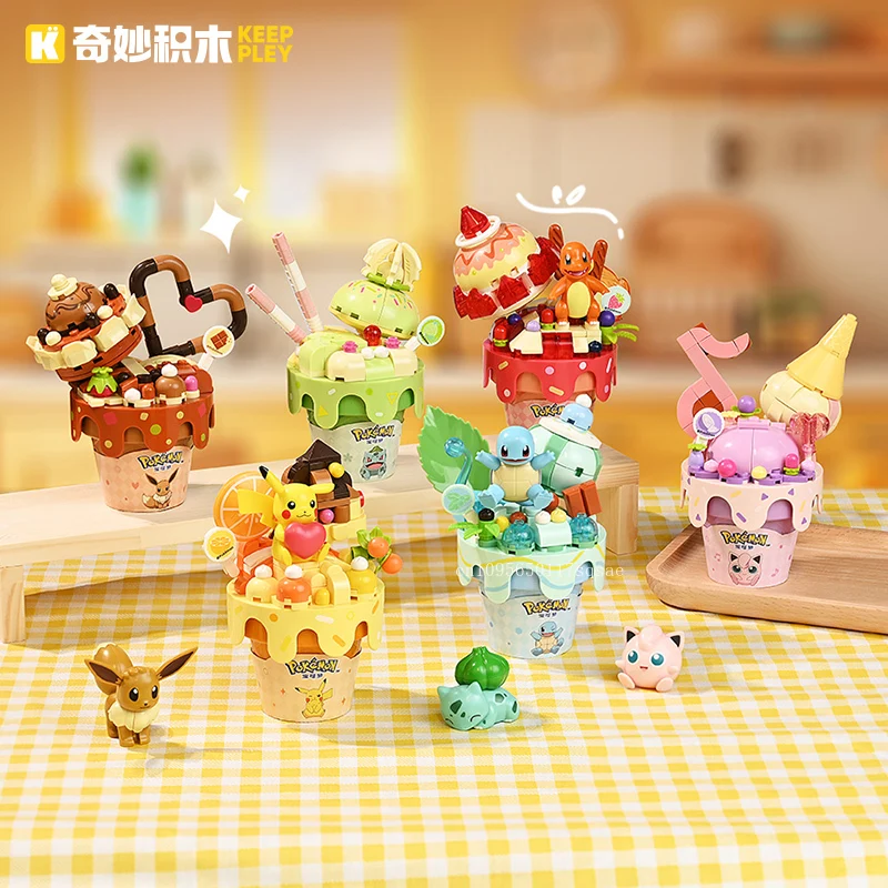 

New Building Blocks Pokémon Cones Pikachu Squirtle Charmander Eevee Bulbasaur Patchwork Desktop Collection Model Toys Kids Gift