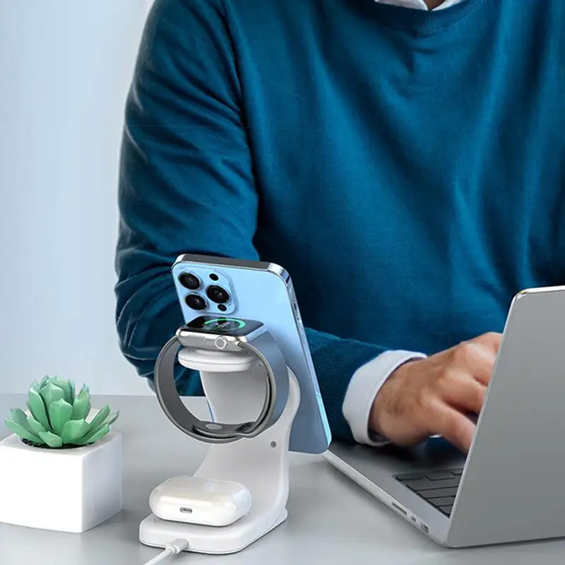 Drei-in-1-Wireless-Ladestation, 15 W, schneller magnetischer Ladeständer, schneller magnetischer Ladeständer, Ladegerät für Uhren
