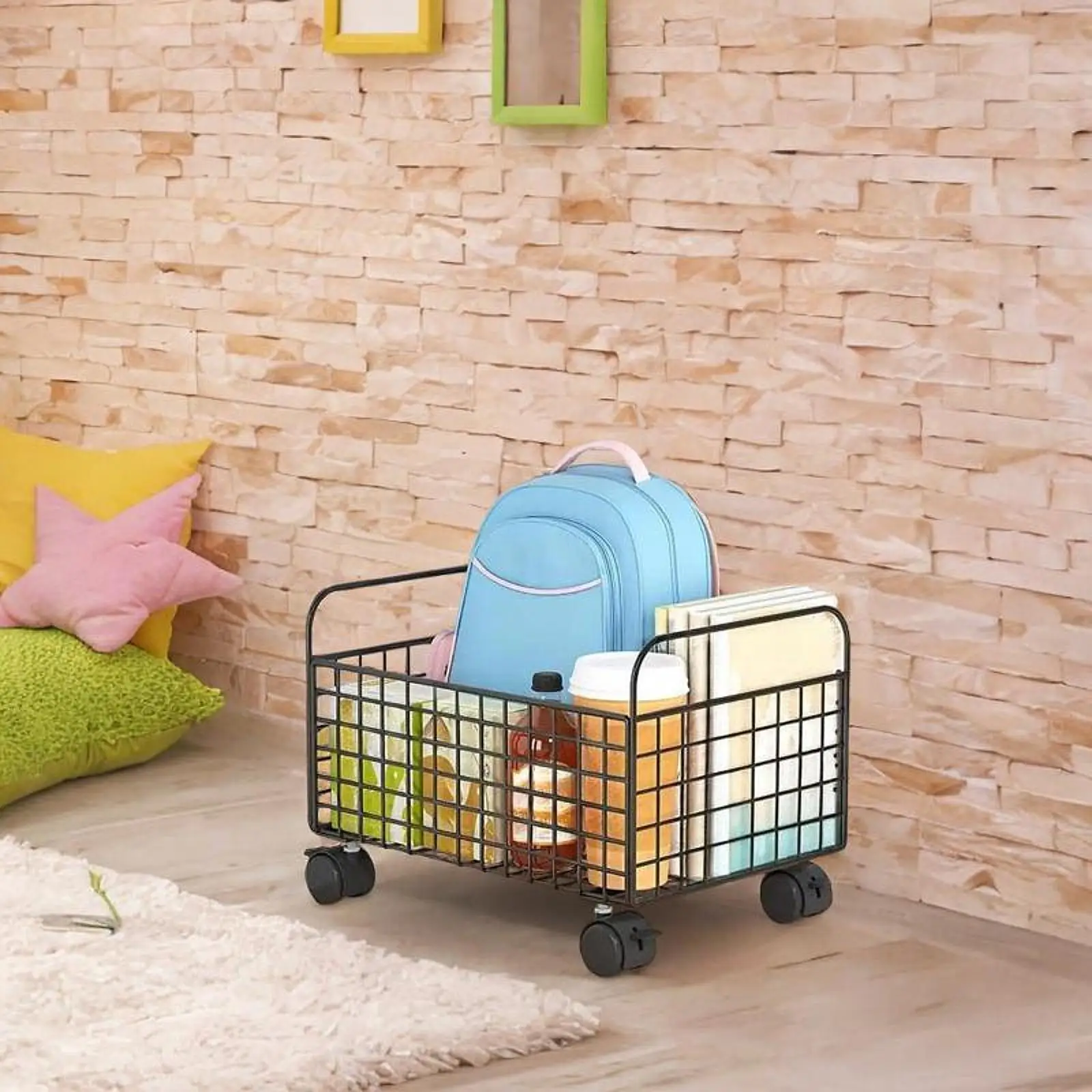 Rolling File Cart Under Desk Office File Organizer Utility Cart for Pantry Drinks Snack Bag Craft Daily Items Kids Room Toys