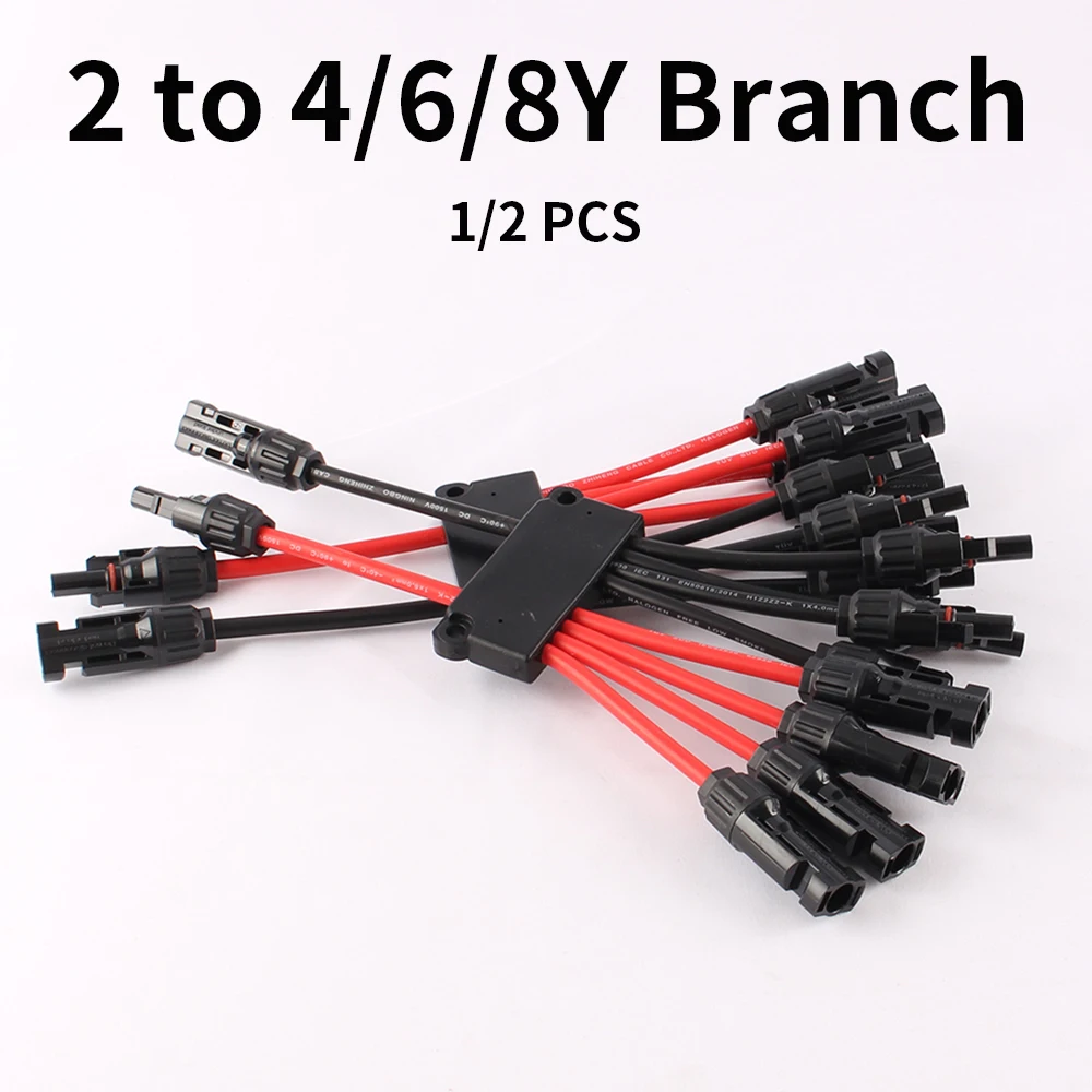 2 to 4/6/8 Y Branch P Solar Connectors for Solar Panels,Tool-Free Connectors 10awg, Solar Panel Splitter,for boat and RV.