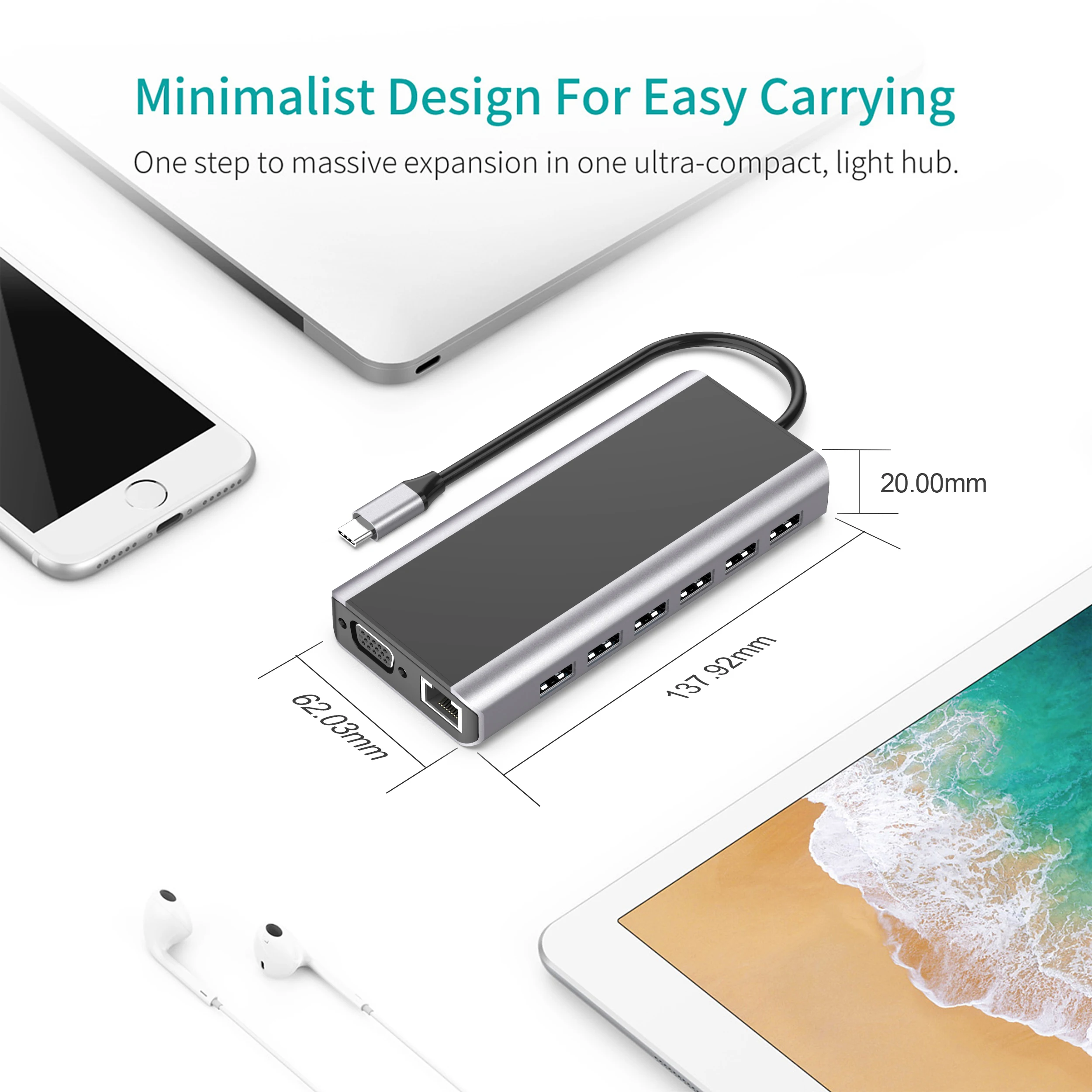 Imagem -03 - Multi Função Usb c Hub Docking Station Docking Station para Macbook Air Pro m1 m2 Ipad Laptop Thunderbolt Hdmi pd sd tf Rj45