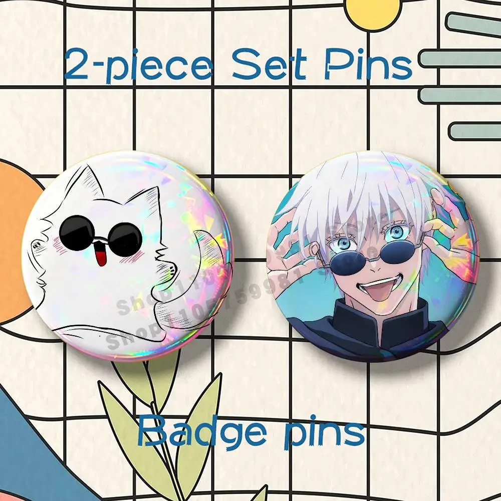 Cartoon COOL S-Satoru Gojo Brooches for Backpack Accessories 25 32 44 58 75mm Round 2-piece set Free