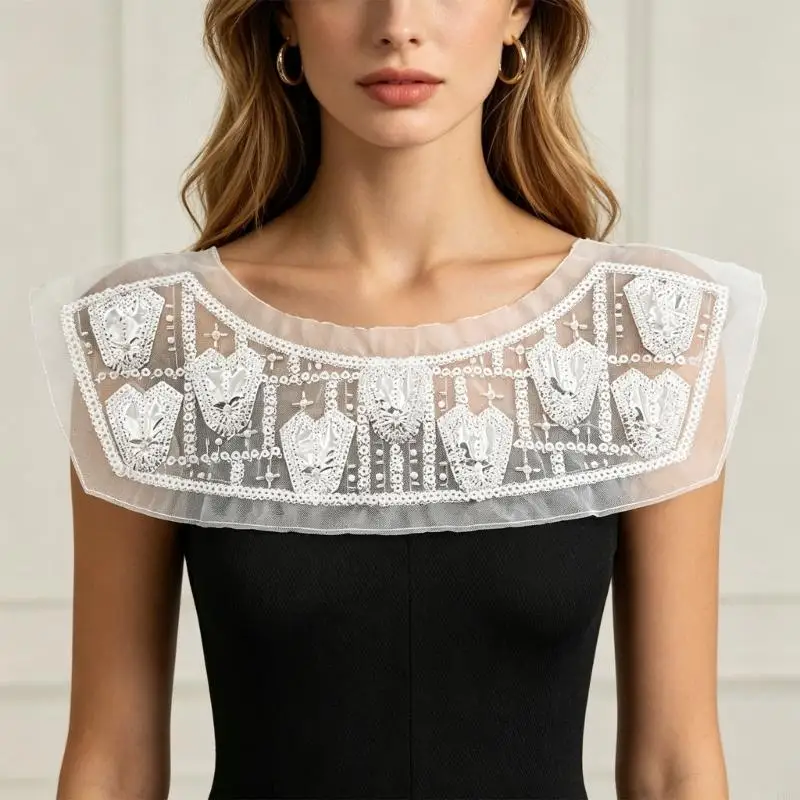 3D Flower Embroidery Patches Bridal Lace Sewing Fabric Appliques Beaded Pearls Tulle For Wedding And Evening Dresses Y166