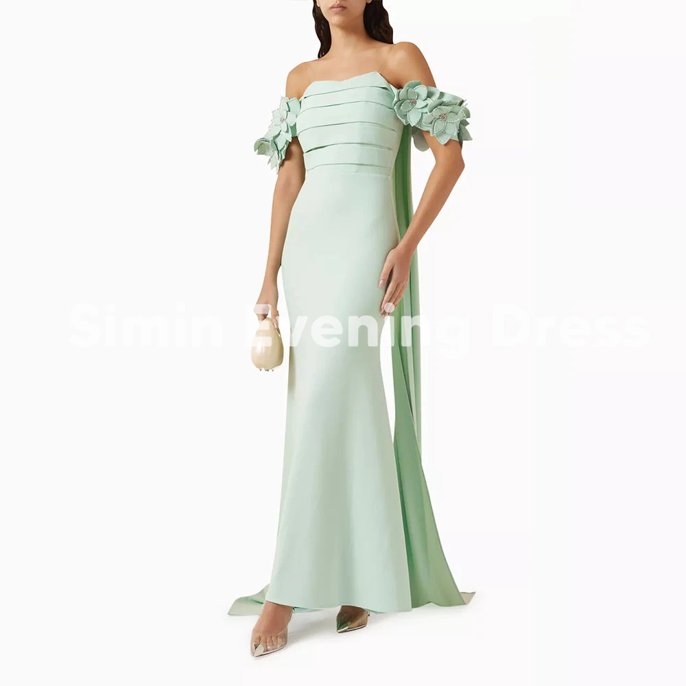 

Simin Women's Mermaid Boat-neck 3D Flowers Evening Dresses With Short Sleeves Ankle-Length Formal Elegant Party Dresses 2025