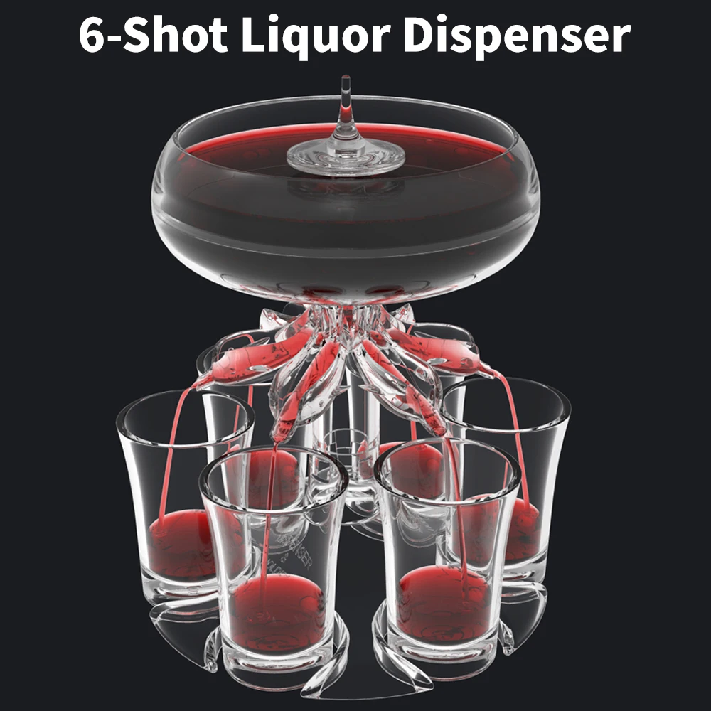 

Liquor Dispenser 6 Shot Glass Wine Whisky Beer Dispenser Holder Stand Drinking Games Tools for Christmas Home Party Bar Acrylic
