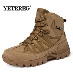 Brand Mens Ankle Boots Outdoor Non-slip Men's Hiking Boots Comfortable Motorcycle Boots Work Men's Shoes Plus Size 39-47