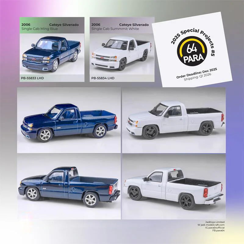 Para64 1:64 General Motors 2006 Chevrolet Silverado(SS Clone Cateye) Single Cab Diecast Collector's Vehicle Model Car