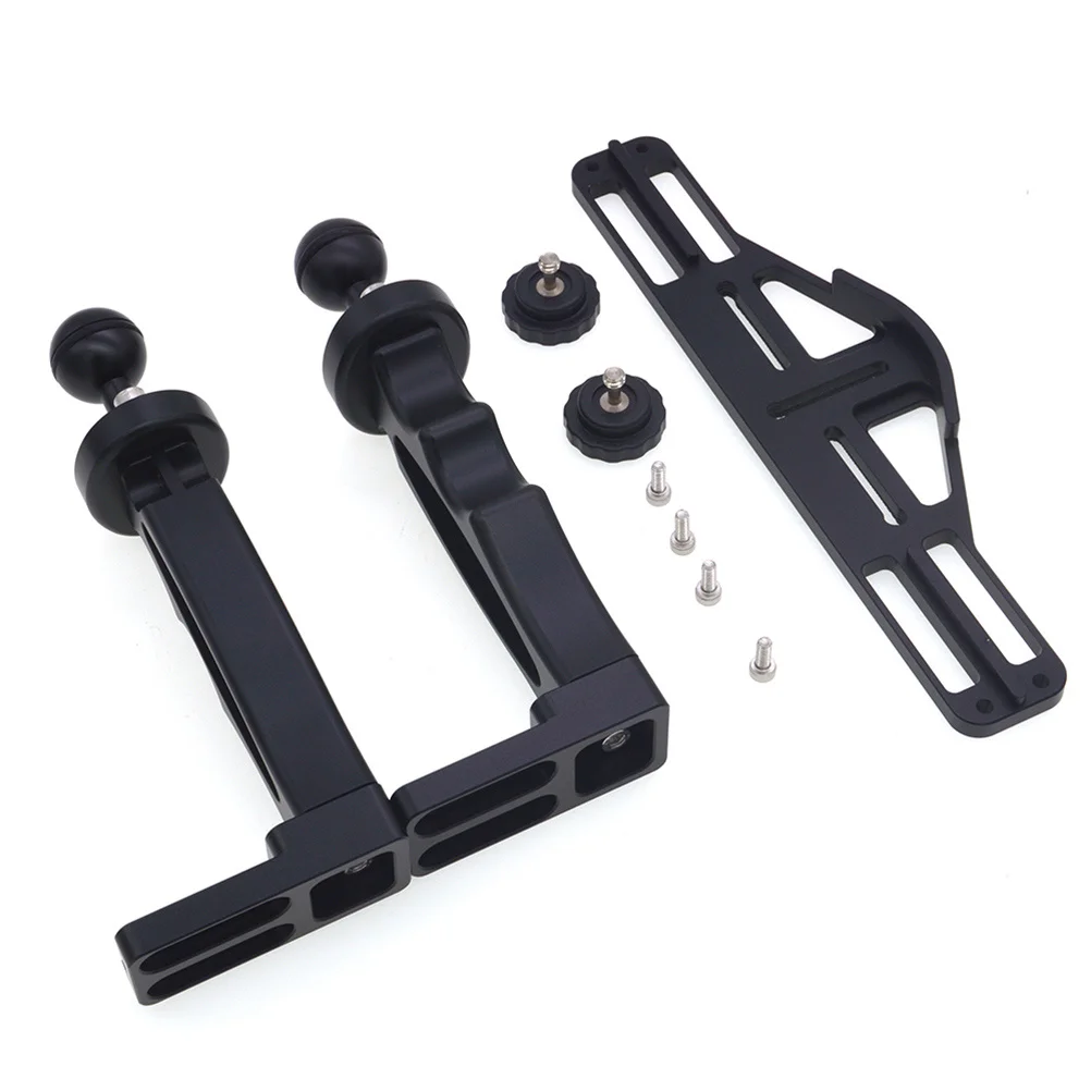 

Dual Aluminium Alloy Underwater Camera Tray Mount Stabilizer For Diving Housing Light Support 1/4 Screws Compatible Most Cameras