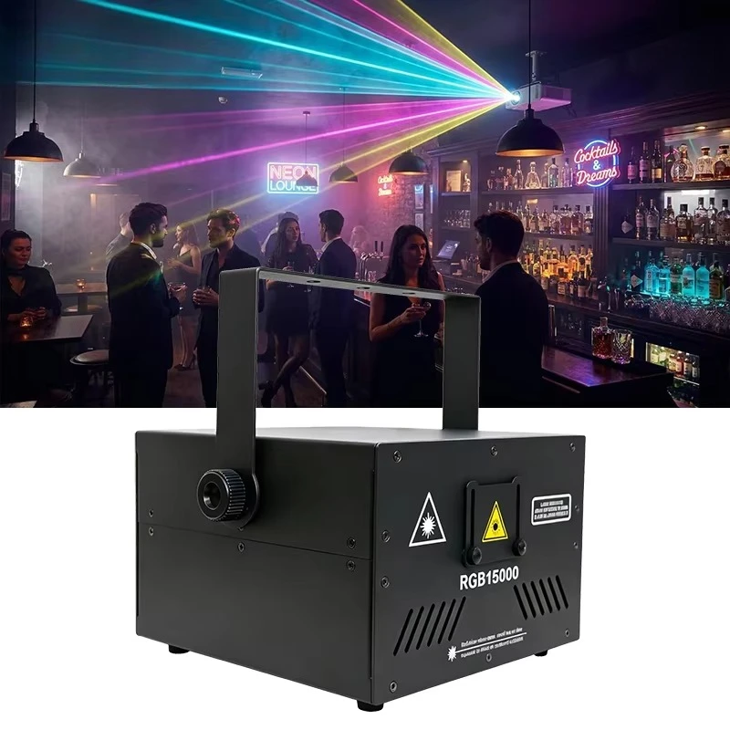 New Arrival 15W RGBW DJ Laser Light 3D Animation DMX ILDA Stage Projector for Disco Club Wedding Party