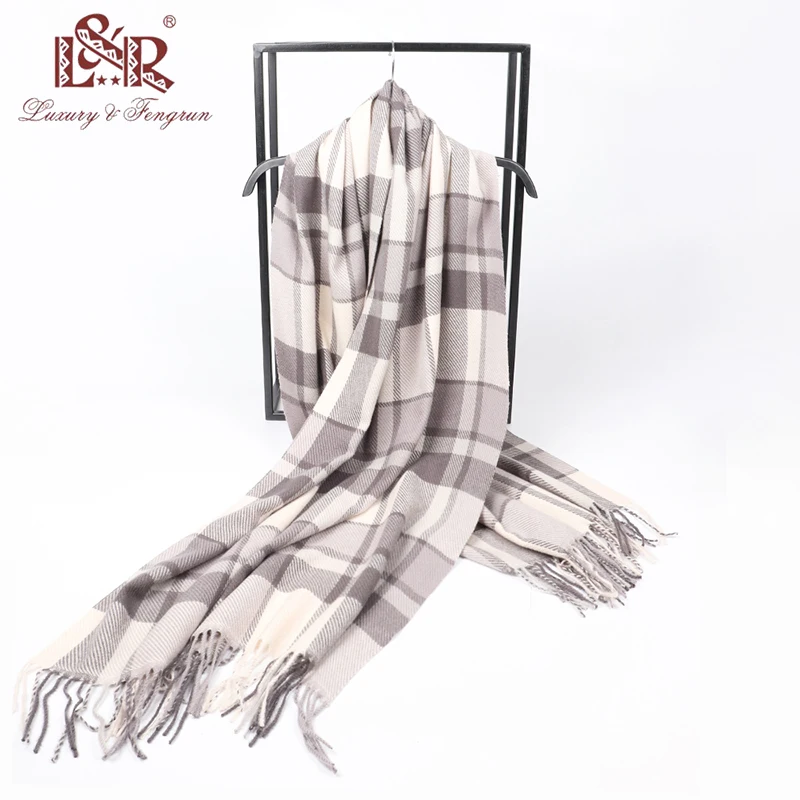 2022 Women Cashmere Winter Scarf For Women Plaid Blanket Wool Scarfs Cashmere Women Foulard Femme Shawls Wraps