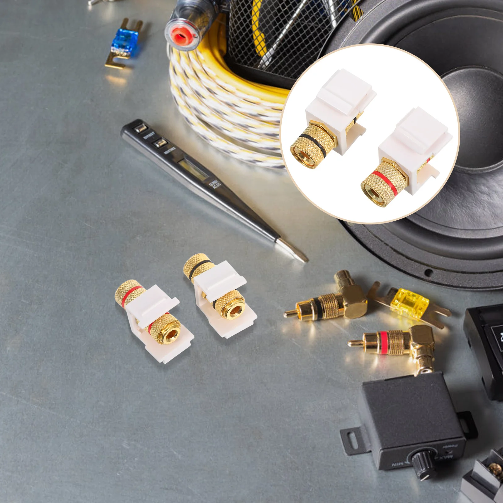 

2Pcs Banana Plug Binding Posts Speaker Wire Terminal with Quick Lock for Audio Setup Secure Connection Stable Sound