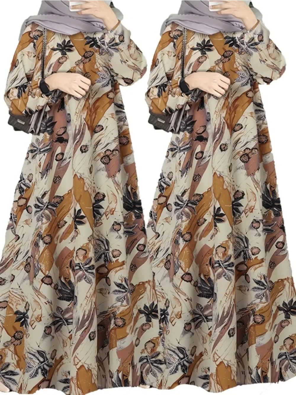 Eid femmes Robe musulmane Abaya maroc imprimé fête Jalabiya robes longues Ramadan robes Largos Robe arabe caftan automne 2025