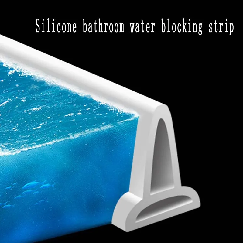 Silicone Bathroom Water Stopper Shower Dam Non-Slip Dry and Wet Separation Flood Barrier Door Bottom Sealing Strip 1m/2m