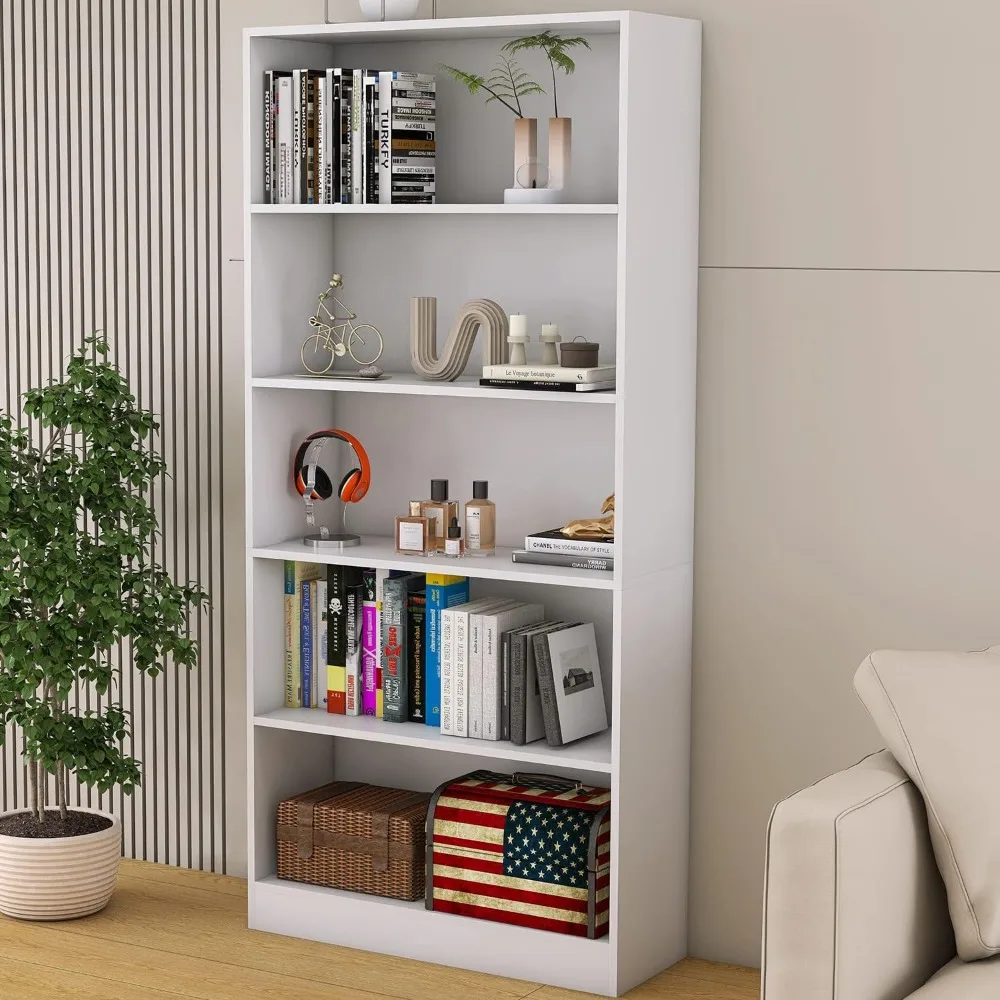 Bookshelves and Bookcases Floor Standing Tall Bookcase 5 Tier Display Storage Shelves Tall Bookcase Home Decor Furniture for Hom