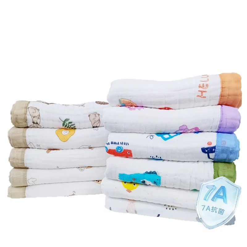 ソフトプリント綿ガーゼベビーブランケット-6-層厚みのある綿モスリン新生児おくるみブランケット通気性速乾性バスタオル