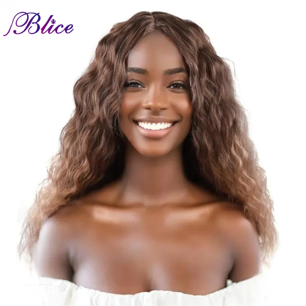 Blice Synthetic Wig Curly Hair Extensions Omber  Middle Part Women‘s Daily Wig Natural Hair Line Blonde Color Without Bang