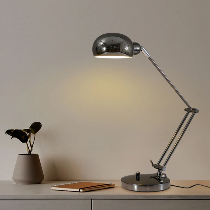 Nordic Metal Desk Lamp Long Arm Ffolding Eye Protection Study Desk Lamp Reading Desk Living Room Bedroom Bedside Lamp