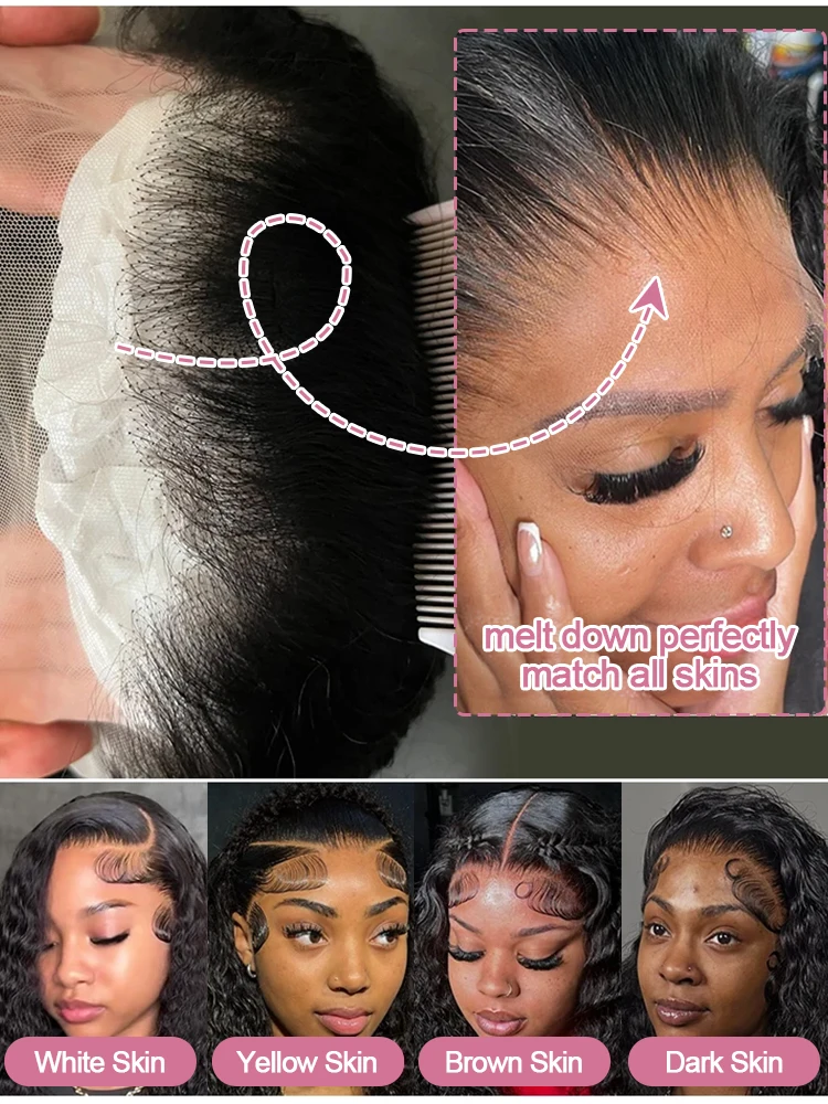 Прозрачные вьющиеся парики с плотностью 300%, 13x6 HD, кружевной фронтальный парик из человеческих волос, 40 дюймов, глубокая волна, одежда Go 7x5, бесклеевой передний парик, предварительно вырезанный