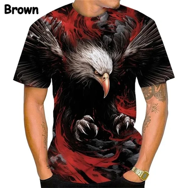 Newest Bald Eagle 3D Printed T-shirt Men's Short Sleeve Cool Fashion Super Cool Washed Graphic Tee Tops Streetwear Mens Clothes