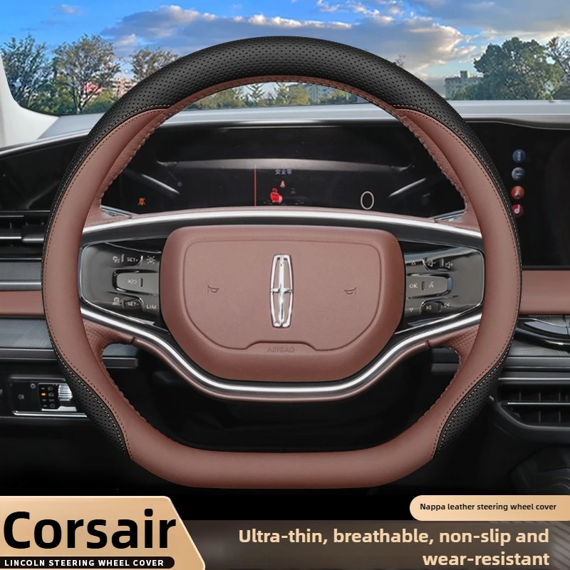 

Leather Car Steering Wheel Cover for Lincoln Corsair 2023 2024 2025 Interior Accessories