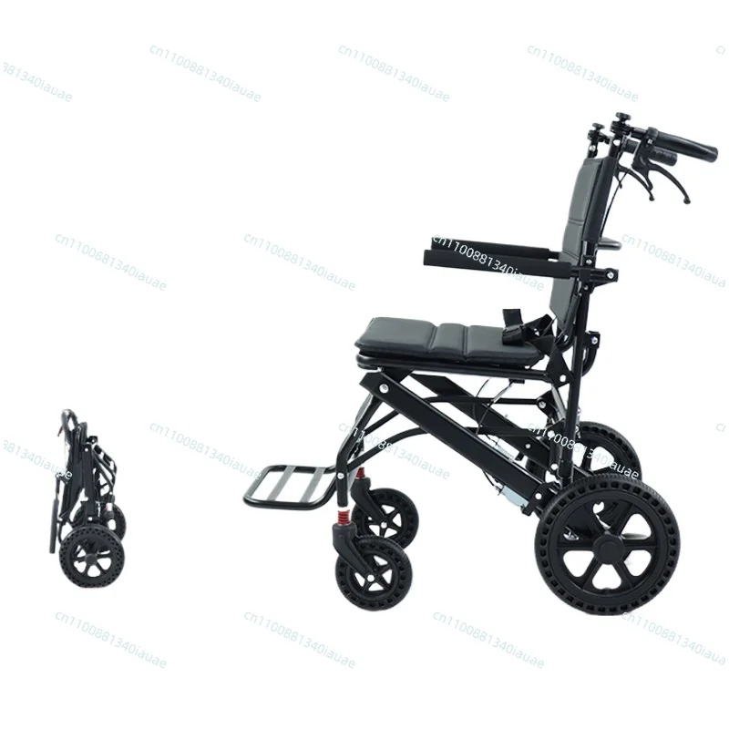 

Aluminum Alloy Lightweight Folding with Tie Rod Travel Portable The Elderly Hand Push Scooter Wheelchair