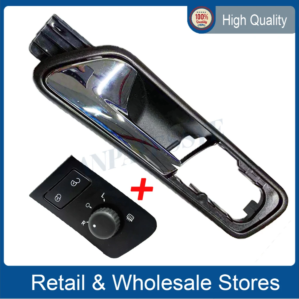 Car Inside Door Handle with Safety Door Lock Swith and Rearview Mirror Control Knob Switch For Touran