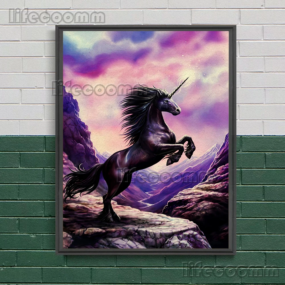 Unicorn,Pegasus,Thestral Vintage Wall Art Canvas Painting Animals Of Mythology And Legend Art Poster Print Home Decor Unframed