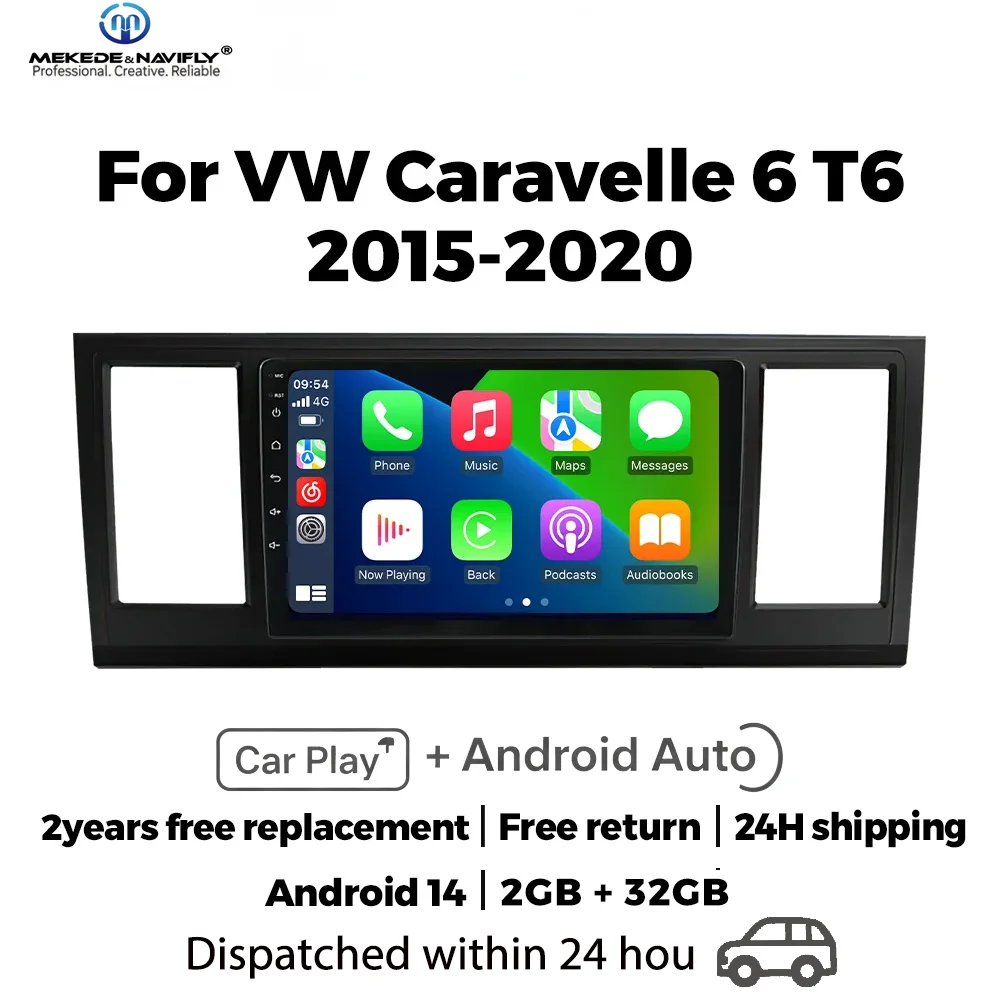 MEKEDE&NAVIFLY Android 14 Intelligent Car Audio System For Volkswagen Caravelle 6 T6.1 T6 2015 2016 2017 - 2020 2 Din Car Radio