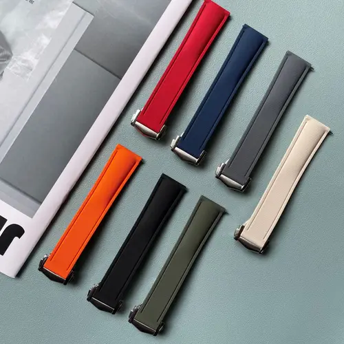 Correa de reloj FKM con patrón tejido Universal, caucho fluorado híbrido de liberación rápida de 20/21/22mm para Omega/Breitling/Longines/Tissot/Seiko